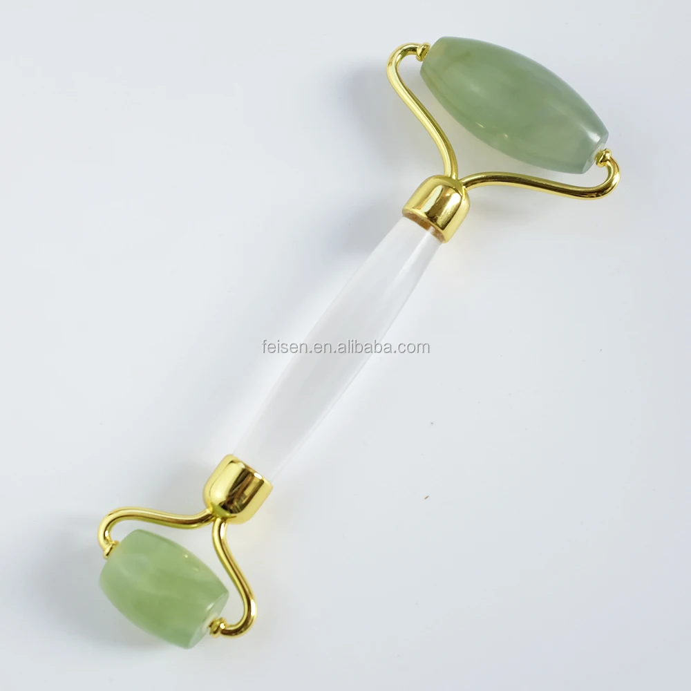 New Metal with POM Noisy Free Jade Roller for Face With Glass Handle.