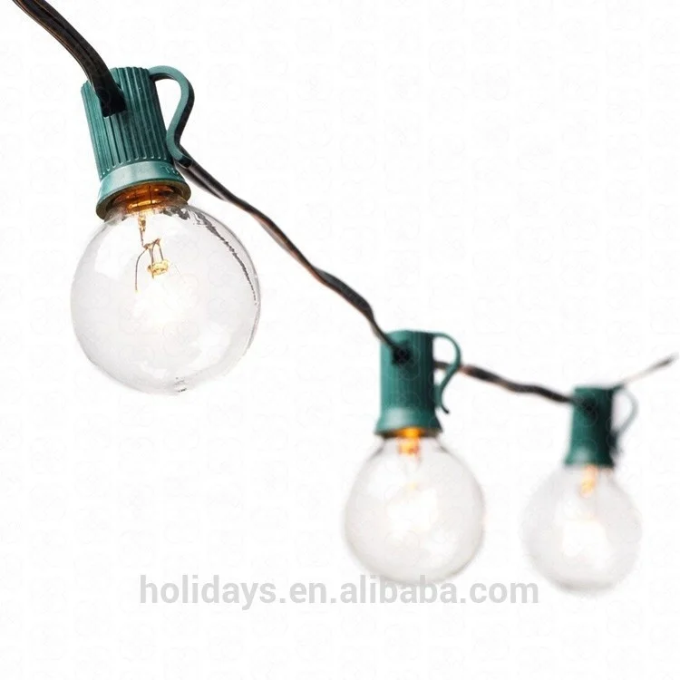 Green 25 Clear Bulbs Commercial Outdoor G40 Globe String Lights