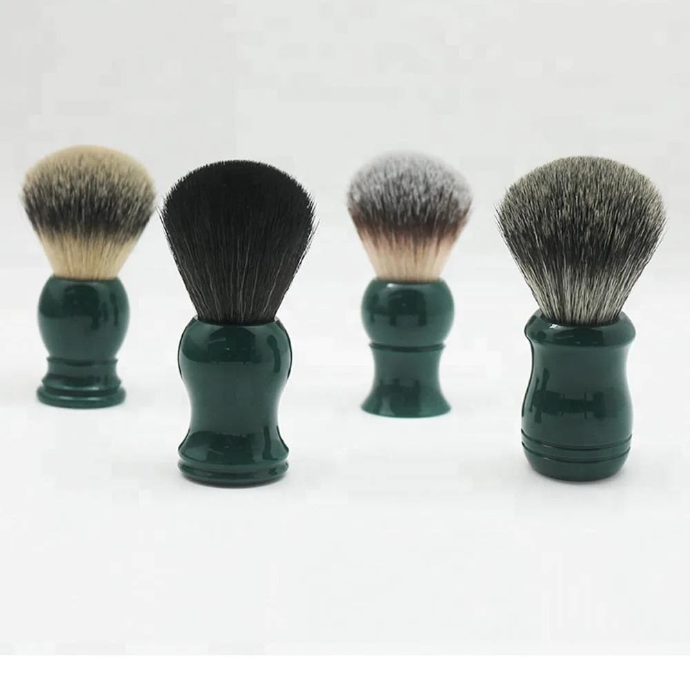 Pure synthetic hair shaving brush Private label luxury peacock green handle men shaving brushes