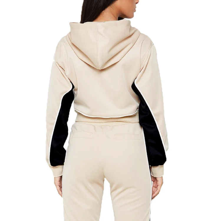 
Two piece track suit women hooded tracksuit cotton training suit fitted tracksuit 
