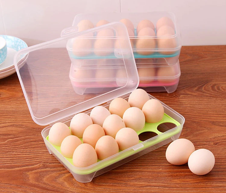 
15 grid egg storage container storage box refrigerator portable egg grid egg tray 