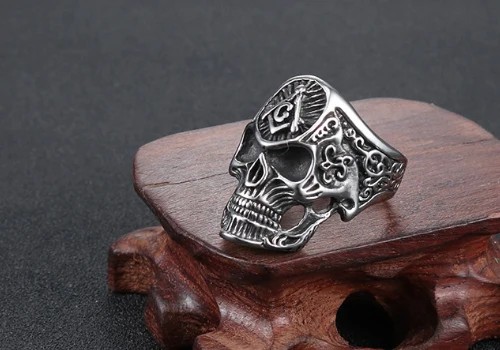 AG Masonic freemason plumb Skull цветочный узор байкерское кольцо палец из нержавеющей стали для мужчин и женщин