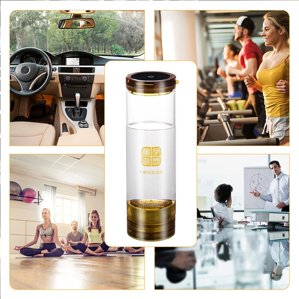 IHOOOH Hydrogen rich water generator USB rechargeable drink bottle glass cup Japan Korea brands OEM Antioxidant and Anti-aging