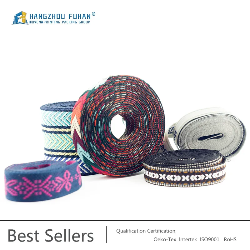 Oeko-Tex-standard Custom Embroidered Woven Jacquard Ribbon