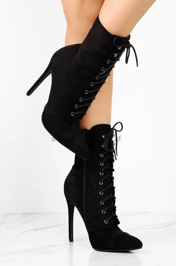 2017new fashion lady boots Biack Color Genuine Leather Thin High Heel Women Shoes