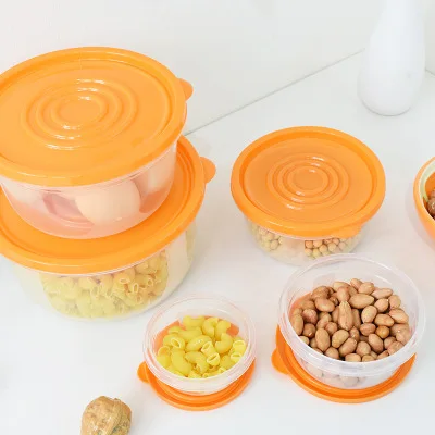 5 PCS Kitchen Refrigerator Organization Microwavable Plastic Food Storage Container Set