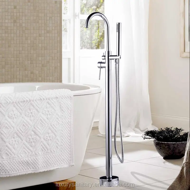 High quality chrome antique black gold floor Standing Bath Shower Faucet cassidy floor mount tub filler