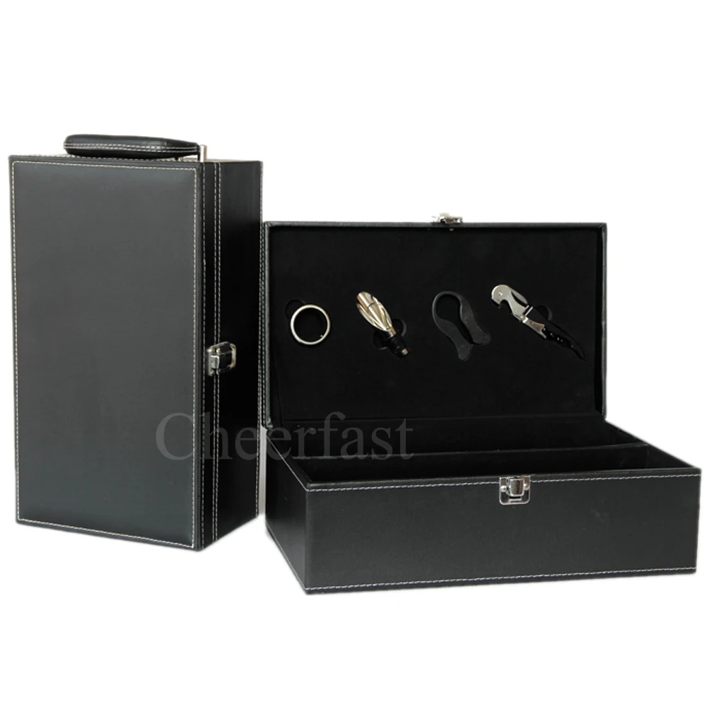 Fathers Day Nice Present Leather Double Bottle Gift Box Wine