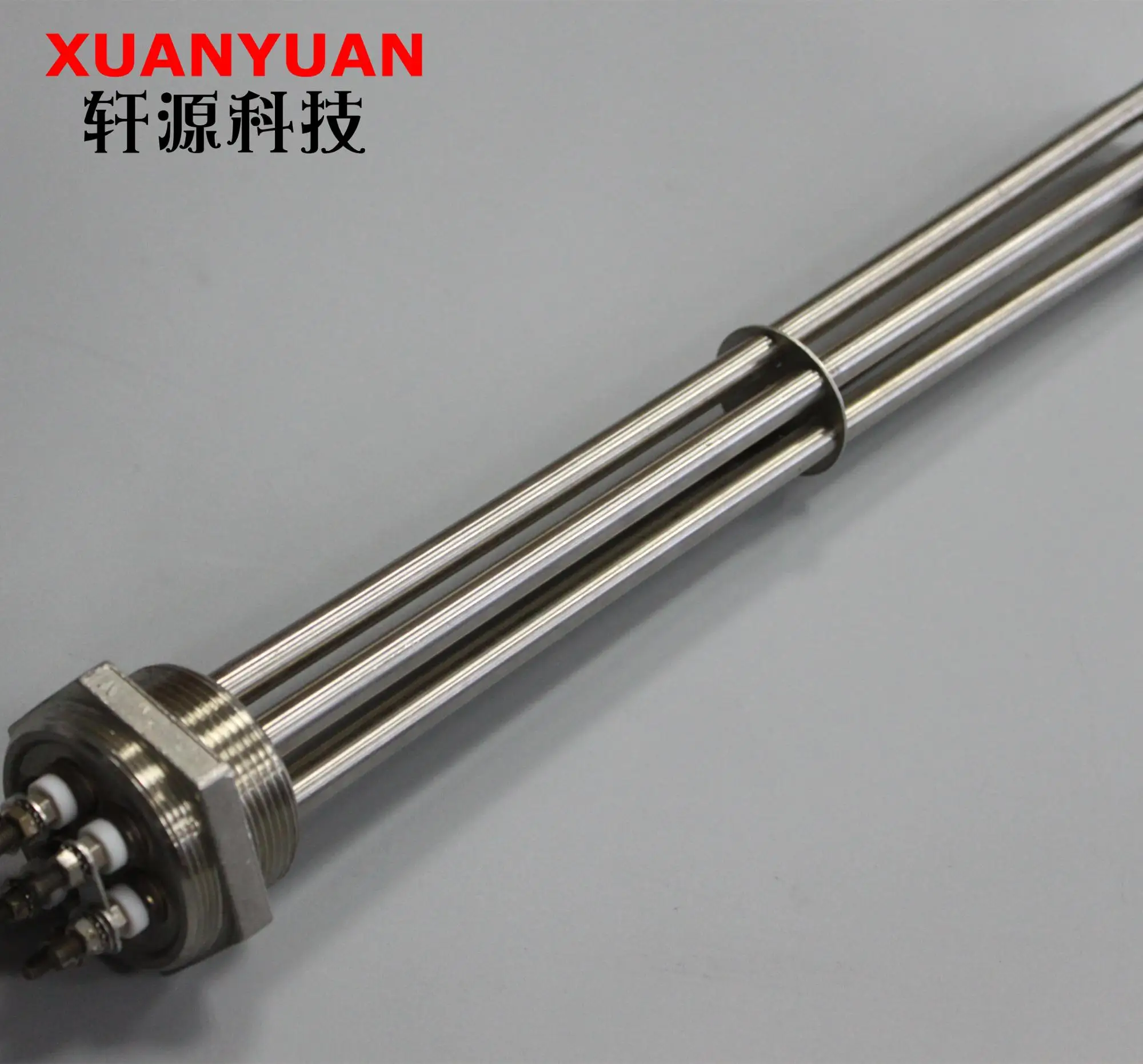 tubular electric heating element with flange