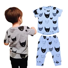 2016 summer bobo choses boy kids clothing set cartoon batman pattern t shirt Harem pants 2pcs