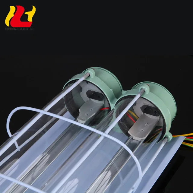 Indoor Ceiling Linear Wall Fitting Glass Cover T8 Twins Double Tube 30W 36W 40W 44W 60W Explosion-proof Led Light With Reflector