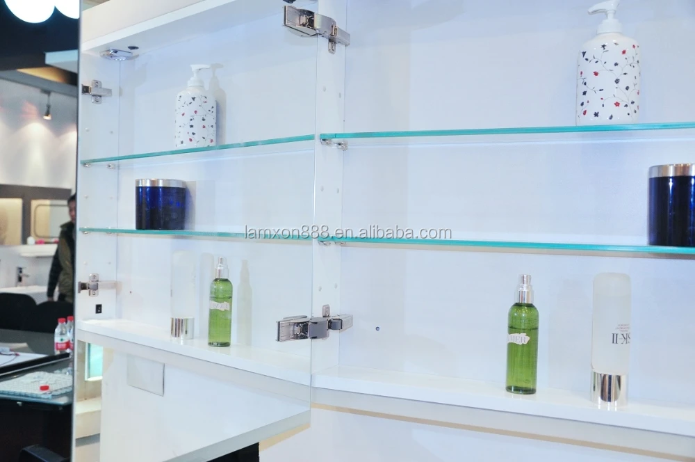 
Elegant design illuminated bathroom mirror medicine cabinet with LED lighting 