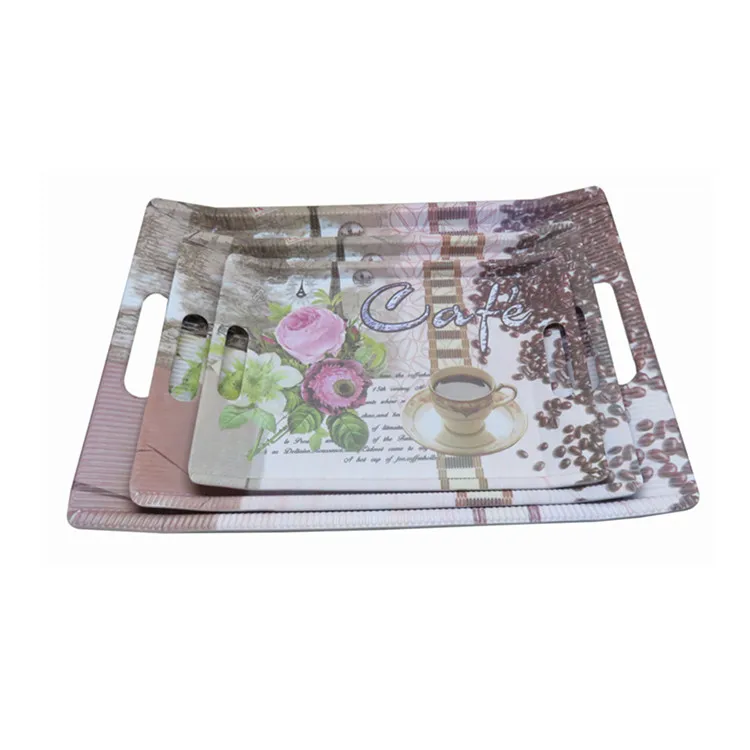 HY-A2 Cheap  Customized Logo Rectangle Melamine Coffee Serving Tray (Size 30.5*21.5cm)