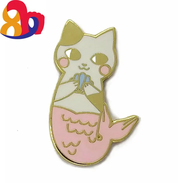 Wholesale cheap metal Cute cat anime badge custom soft enamel butterfly clutch lapel pin