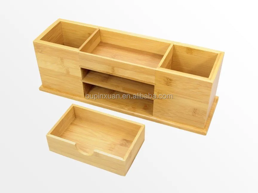 
new design Bamboo Desk Organiser With Drawer bamboo storage box with pen holder 
