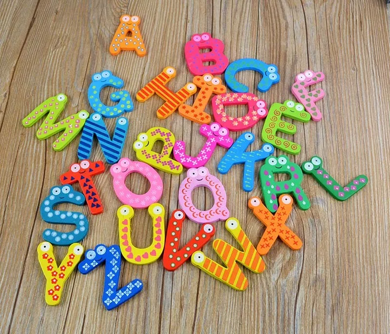 Child Educational Toy Wooden Alphabet Fridge Magnet