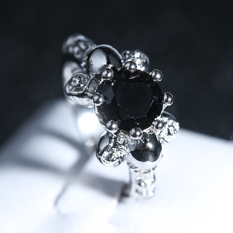 
Fashion design black stone diamond ring set wedding engagement zircon ring 