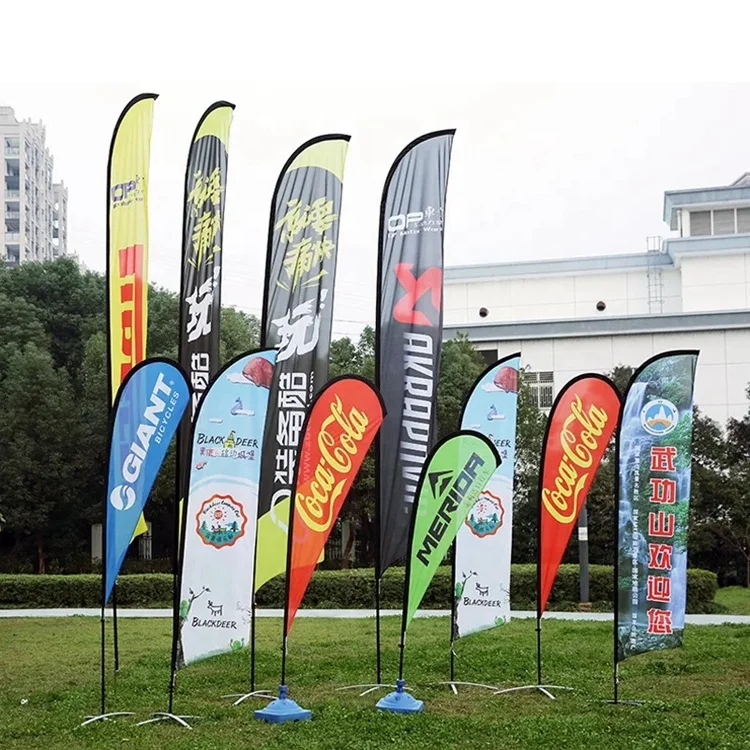 Custom Marketing Double Sided printing 3.5m Advertising P Beach Feather Banner Flag