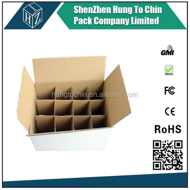 
Cardboard box 3-Layer B-Flute Flexo wine bottle carton box with separator 