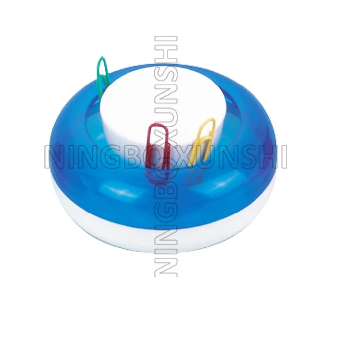 
Promotion portable solid white base transparent Plastic round magnet press button up stationery desktop office note clip holder 