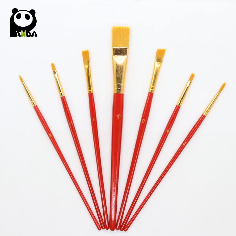 7pcs nylon china watercolor brush with red handle