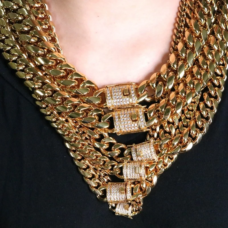 Factory Price 18K PVD Gold Cuban Link Chain, Stainless Steel Cuban Link Chain