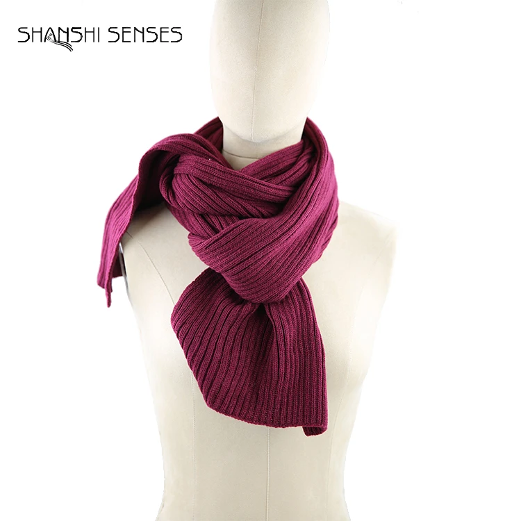 Однотонная вязаная 100% акриловая шаль оптовая продажа мужской вязаный шарф