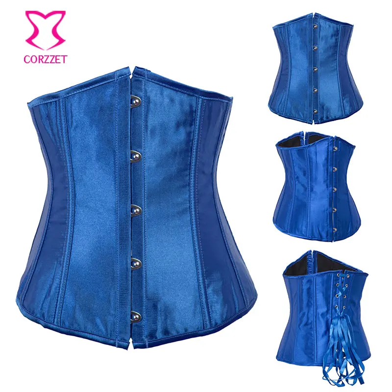 2686A Satin Underbust Back Lace Up Closure Front Buckle Steel Bone Steampunk Guangzhou Factory Wholesales Pricing For Women