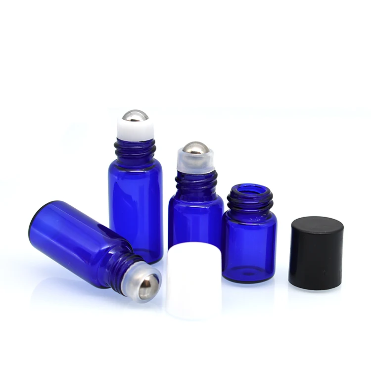 small essential oil1 ml 2 ml 3 ml  1ml 2ml 3ml 4ml 5ml clear blue amber mini glass roll on bottle with metal roller ball and cap