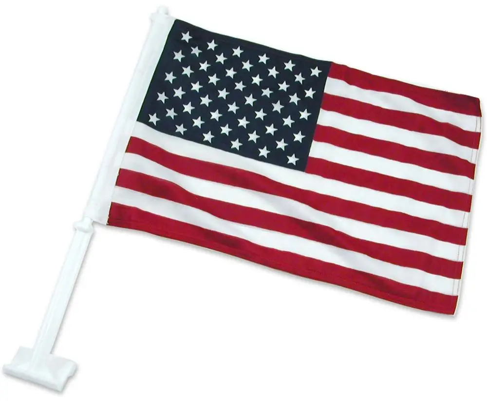 Huiyi Promotion Popular American Car Flag with Plastic Flag Pole