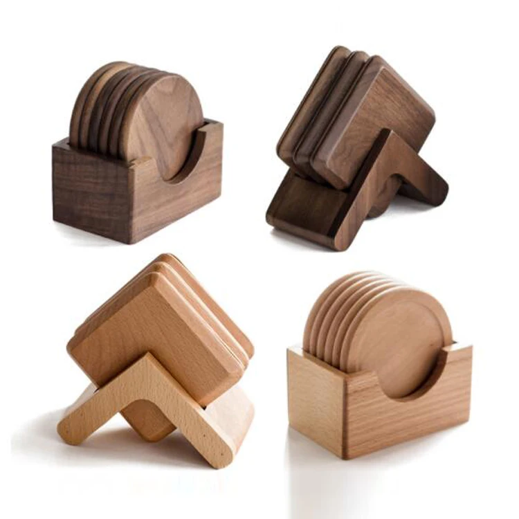 wholesale solid wood coaster set cup mat cup coaster for household