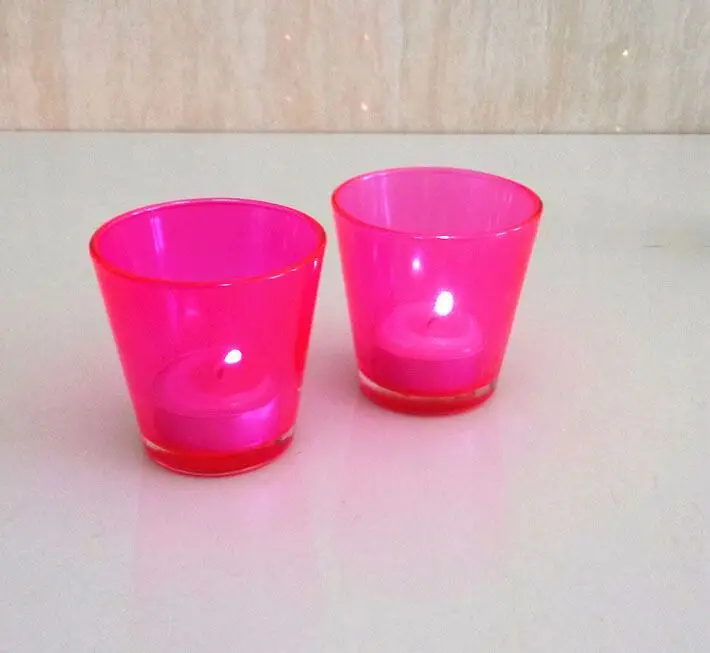 
graceful and colorful small glass candle holder cup 