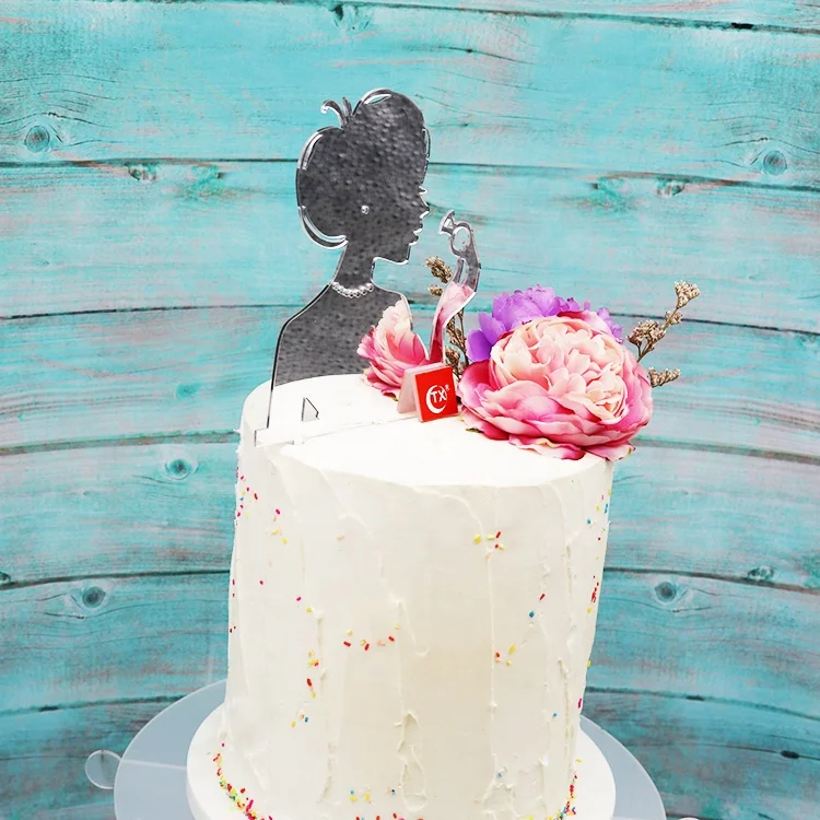 
TX Bride To Be Arabic Style Acrylic cake topper beauty holding Diamond Ring for wedding cake decoration Supplier 