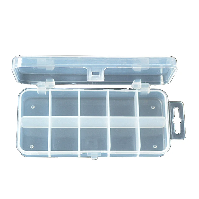 10 Compartments Transparent Plastic Cheap Tackle Box Fishing Tackle Hooks Baits Storage Case