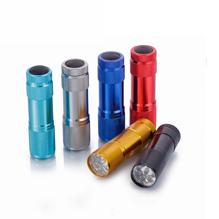 3*AAA Battery Aluminum kids Mini 395nm Blacklight UV LED 9 LED Torch Gift Flashlight