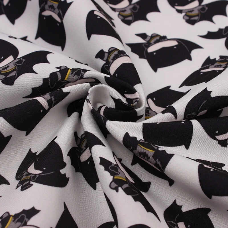 In stock twill peach skin fabric with cartoon batman print for children jacket