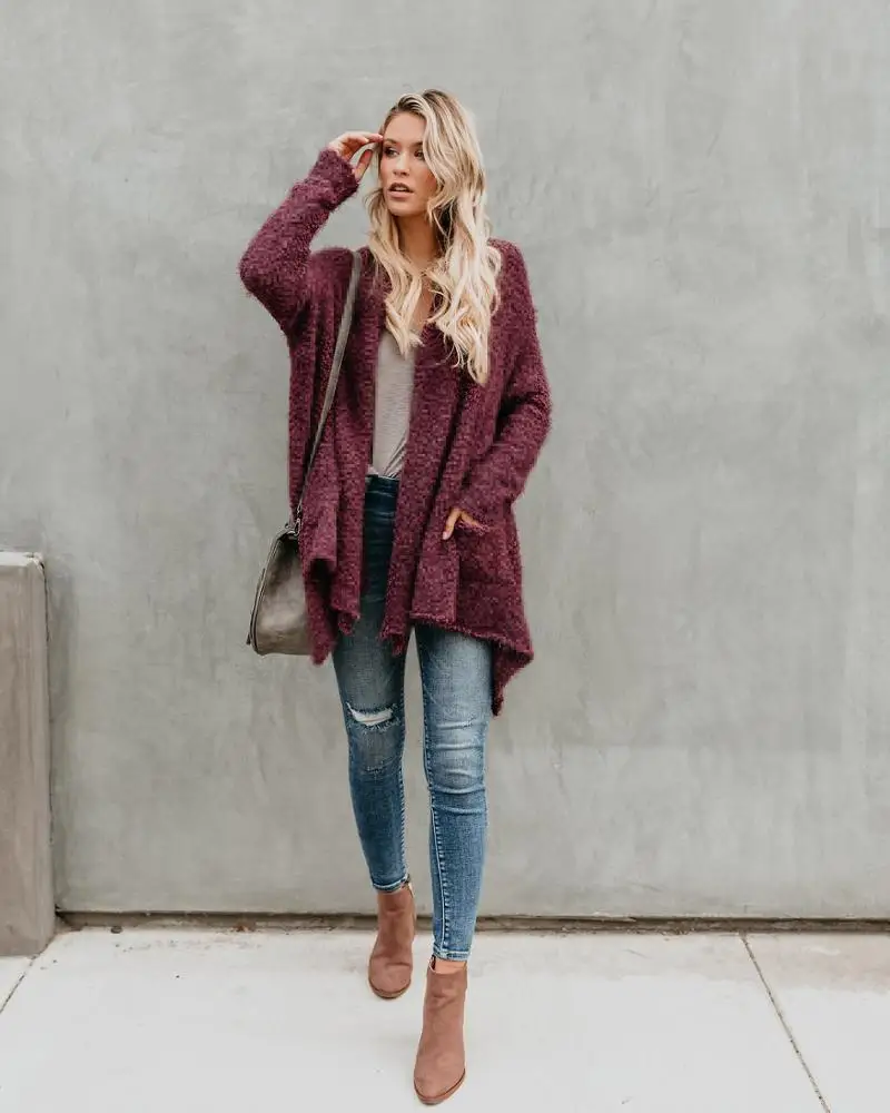 Wholesale 2018 fashion sexy women turn-down collar long sleeve woolen coats (C18734)