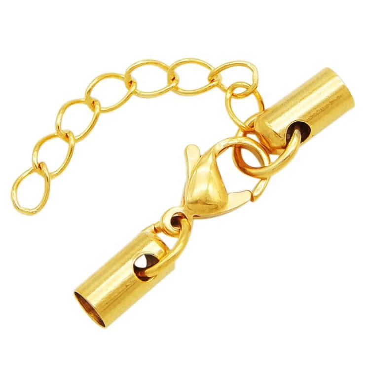 Sini Jewelry Jewelry accessory sold stainless steel cord ends caps with lobster claw clasp barrel bracelet clasp