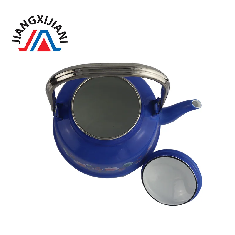 
2.5L Blue Bell Enamel Kettle stainless handle cast iron camping kettle 