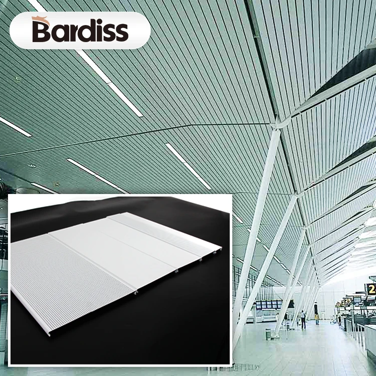 Decorative metal stretch ceiling panel dining room aluminum strip ceiling tile