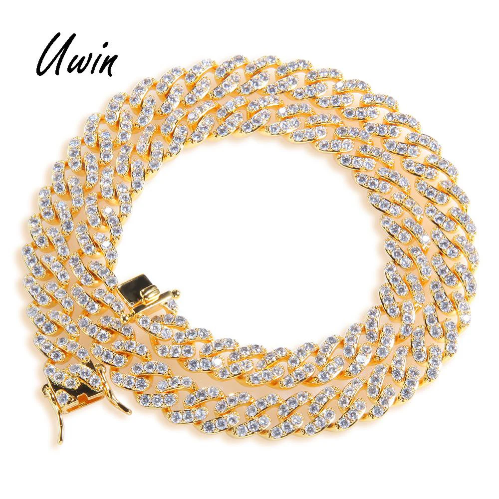 Hiphop Men Women Iced Out 9mm Cuban CZ Link Chain	Bling Miami Cuban Necklace New Arrivals Rapper Jewelries