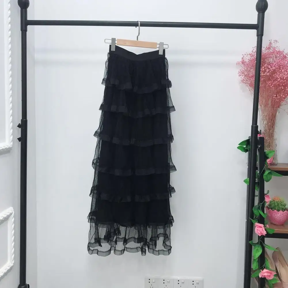New arrival full lace layered long mesh skirts