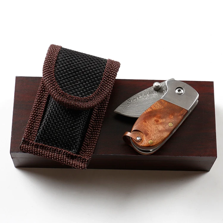 
Mini Damascus steel folding pocket knife key chian gift knife 