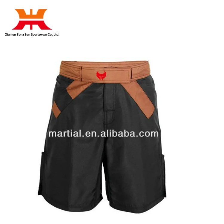 wholesale plain custom size xxxl bjj gi mma shorts with brown belt