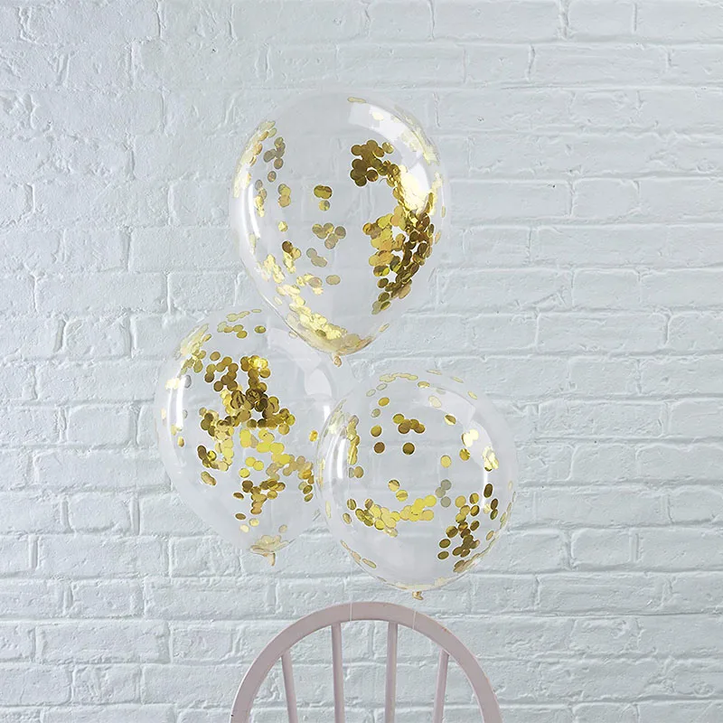 624004 5ct Latex Clear Sequin Confetti Balloons Inflatable Birthday Wedding Party Decoration Supplies Anniversary Bobo Ballons