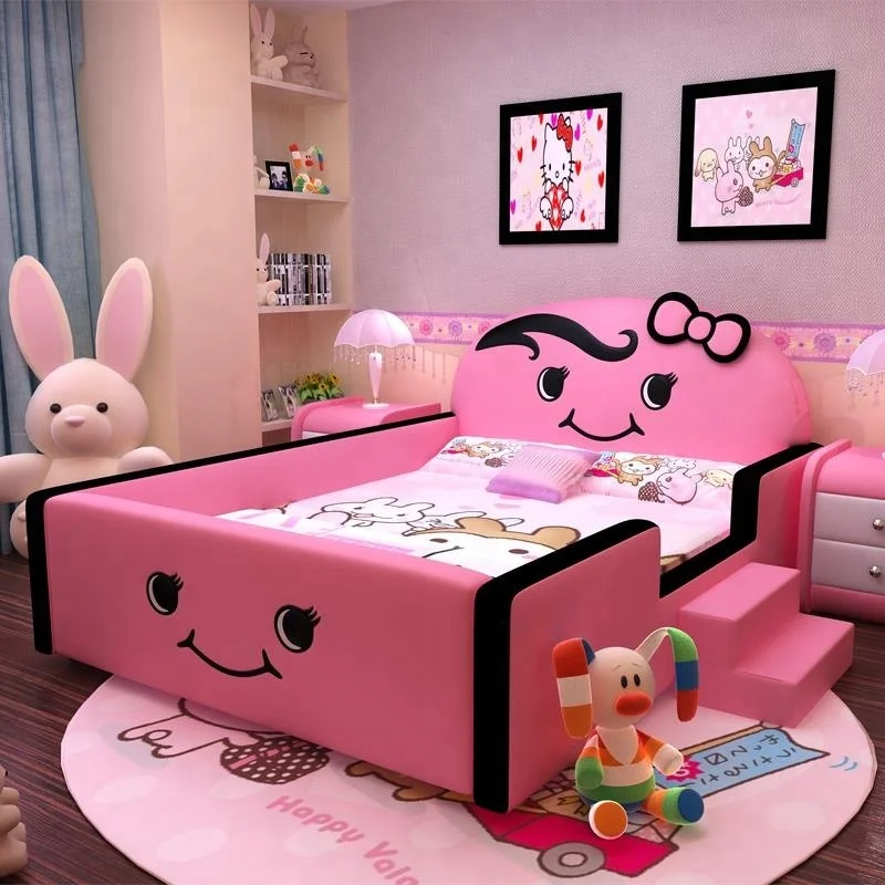 Детская кровать с рисунком, детская мебель с лестницей, милая кровать для девочек Y22