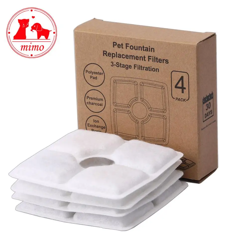 4pcs/box Pet Dog Square Drinker Filter Water Fountain Filter Activated Carbon For Dog Cat Automatic Water Feeder Accessories