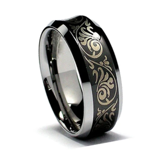 2017 горячей продажи fashionalbe черный покрыло кольцо, кельтский мужские свадебные кольца вольфрама еврейской