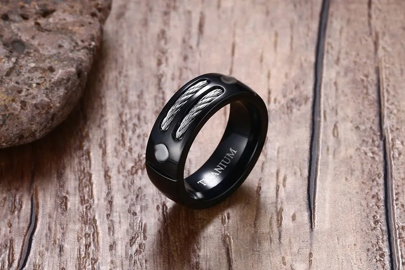 8MM High Quality Polished Tungsten Steel Black Ring