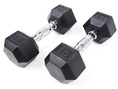 gym fitness hexagon rubber coated dumbbell set hex dumbbell